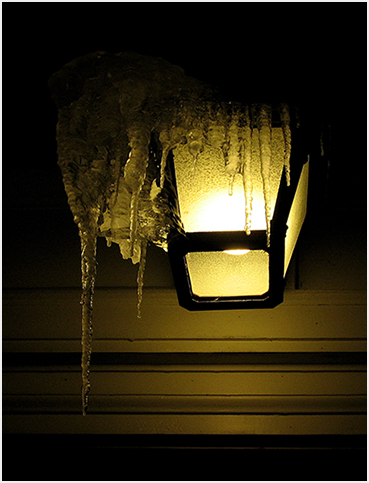 Ice on lamp.