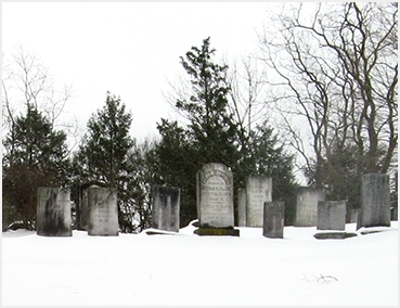 Graveyard in snow.